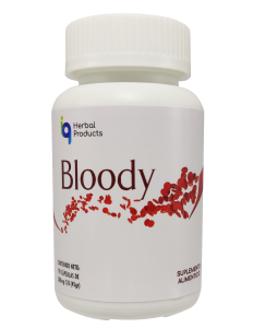 Fotografia de producto Bloody con contenido de 90 Cap. de Iq Herbal Products